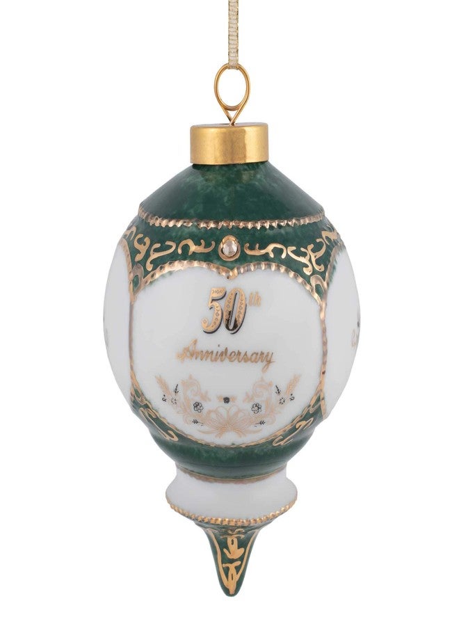 CBE Happy 50th Wedding Anniversary Victorian 4.5 Inch Porcelain Hanging Ornament - Image 1
